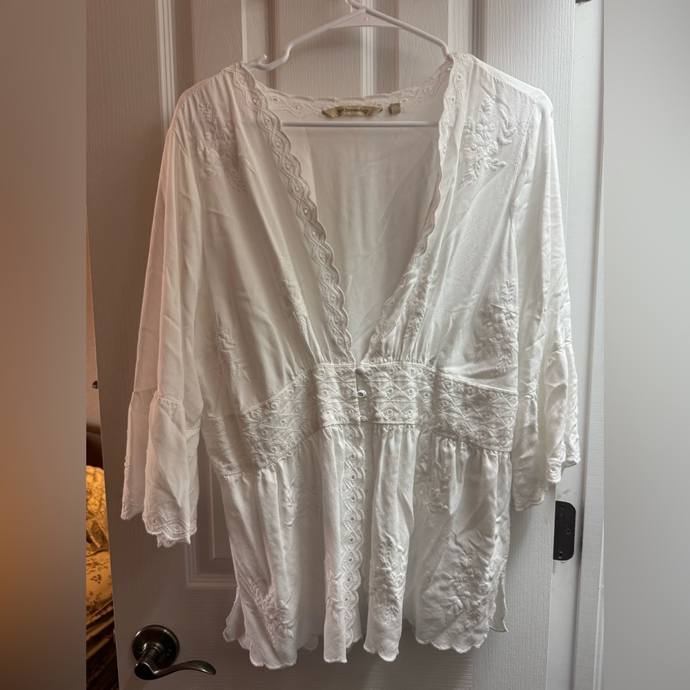 White Embroidered Boho Top